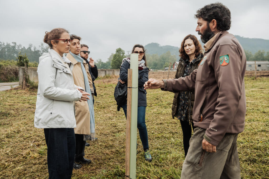 Visita del equipo de Redeia a la primera plantación realizada dentro del convenio entre las dos entidades, en la localidad de Ceceñas.